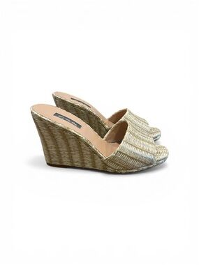 SJP Sarah Jessica Parker Kit Wedge Woven Raffia Sandals 40